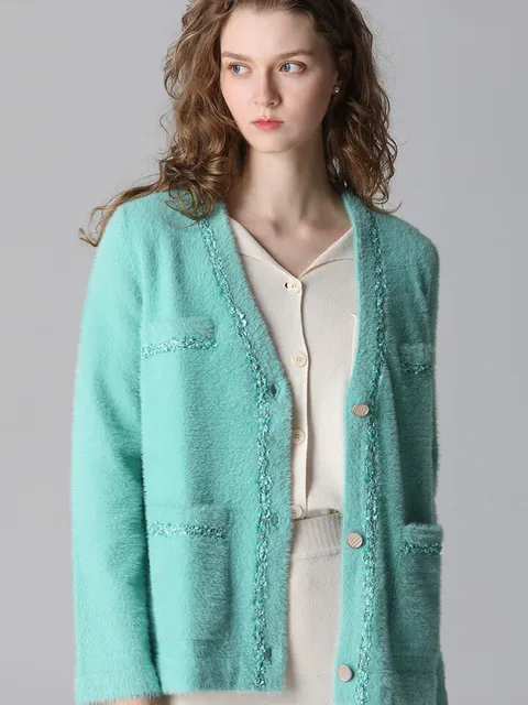 [홈쇼핑방송/(LeOT)] 가브리엘 눈꽃 니트 자켓-사이즈 5588까지