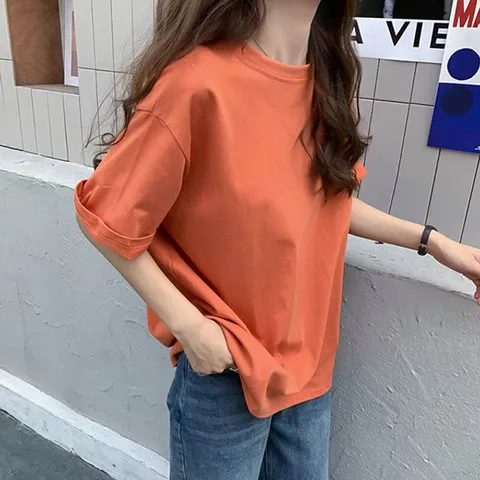 여성 라운드 이너티 베이직 무지 반팔티