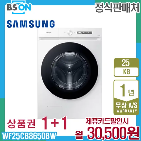 렌탈 삼성 비스포크 그랑데세탁기 25kg 화이트 WF25CB8650BW 5년 43500