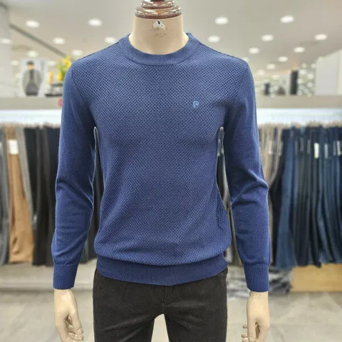 (모다인천점)네이비 캐시미어 혼방 변형 조직 라운드 니트/POKR1303A_IC_3