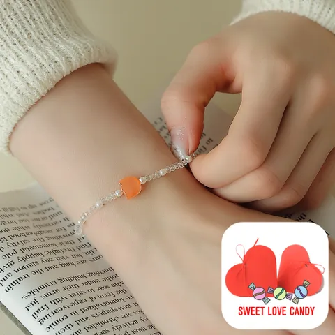 [+SWEET LOVE CANDY 패키지] 오렌지튤립(수줍은 사랑의 표시) 비즈 팔찌+핑크선물포장+쇼핑백