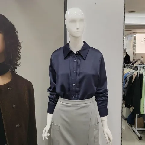 Abfz DP01 새틴 핀턱 블라우스 AFY1GB32