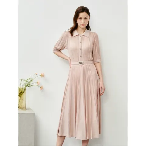 [롯데백화점][아이잗컬렉션(피)]크리스탈 버튼 시스루 니트 드레스 (CR4A1OP221)