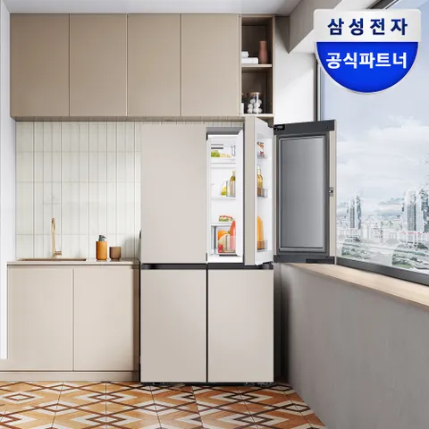 삼성 비스포크 AI 냉장고 4도어 1등급 푸드쇼케이스 RM70F90M1GD 에센셜베이지