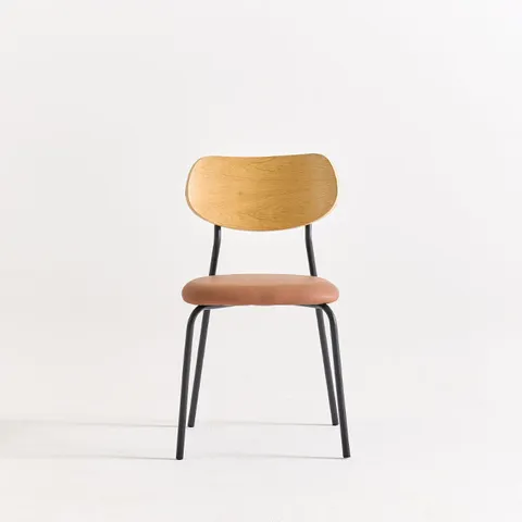 A7452 원목 등받이 PU 쿠션 스틸 의자 8colors  착불