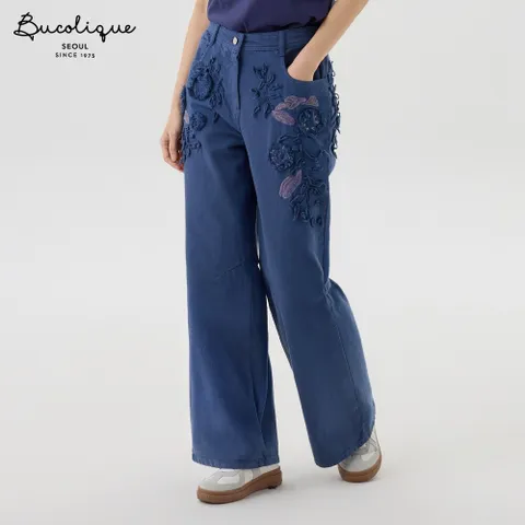 컬러 데님 자수 팬츠 B252DS2011