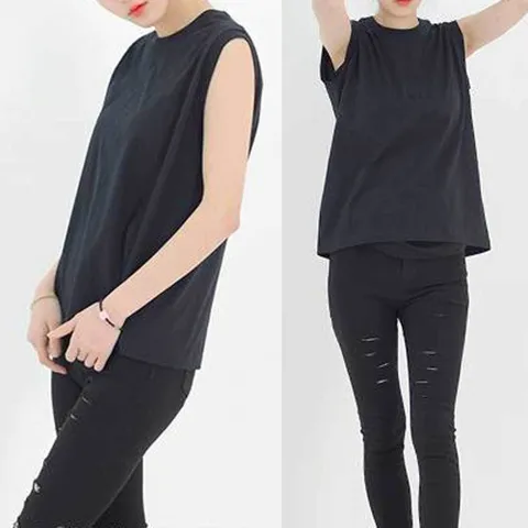 무지 민소매 나시 티셔츠 여자 캐쥬얼 바캉스 패션 롱티 노브라티 여름티셔츠 끈나시 박스티