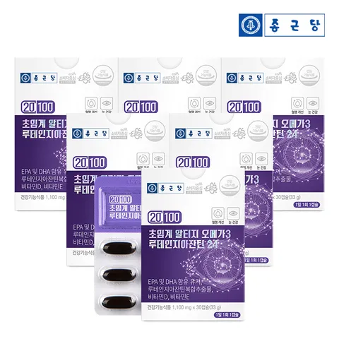 20100 저온 초임계 알티지 오메가3 루테인 지아잔틴 24 6박스 / 식물성캡슐 비타민D E
