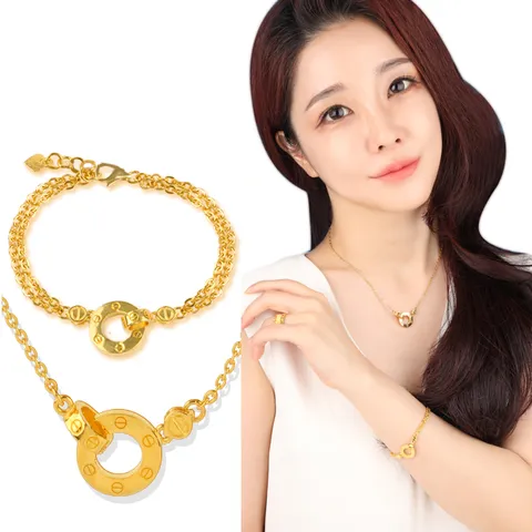 순금24k 여자투링원세트 금팔찌목걸이 37.5g