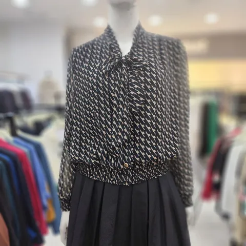 여성 정장 24신상 넥타이 쉬폰 숏 긴팔 사계절 블라우스JEF8WRB100_US