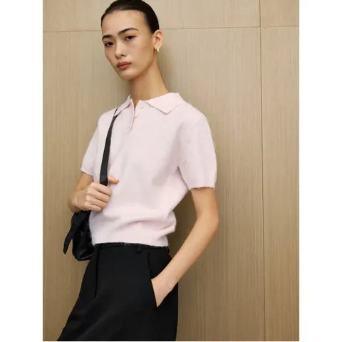 헤어리 칼라 반소매 풀오버  라이트 핑크 (325951LY2Y)