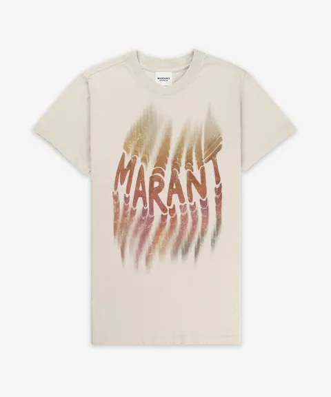 이자벨마랑 조엘린 로고 그래픽 반소매 티셔츠 - 에크루  TS0147FAC1N07E23EC