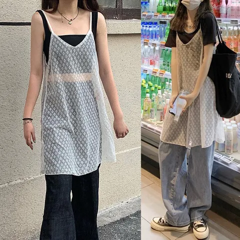 스펜더 레이스 시스루 자수 레이어드 y2k 발레코어 원피스