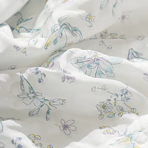 시원한 풍기인견 꽃무늬 이불패드세트S/SS 블루 국내산