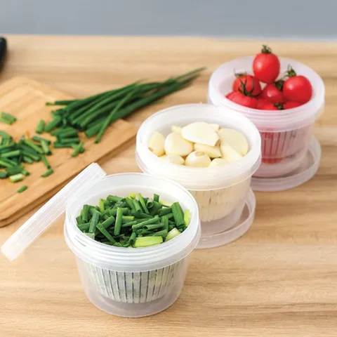 야채신선보관통 원형 과일 야채 보관 채반 밀폐 용기 과일용기 채소통 야채보관용기 사각용기