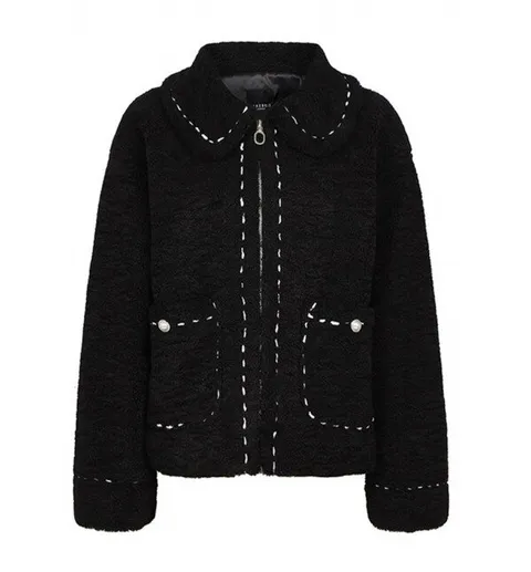 () 스티치 자수 뽀글이 카라 점퍼(LK21BYJP010X)