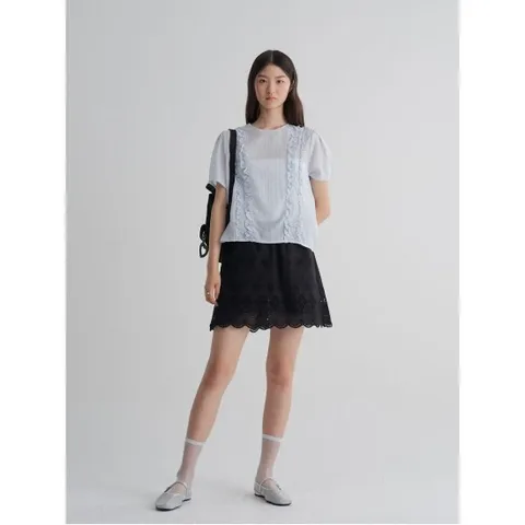 시어 프릴 블라우스 - 스카이 블루