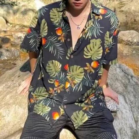 남성 하와이안 바캉스 꽃무늬 반팔 셔츠 1P 썸머룩 휴가 바캉스셔츠 바캉스룩 썸머룩 비치웨어