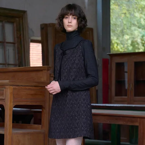 OTHEMENT Jacquard Black Mini Dress VC2499OP903M