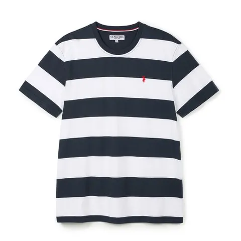 [U.S. POLO ASSN.]  남성 코튼100 반팔 라운드티셔츠_네이비ST