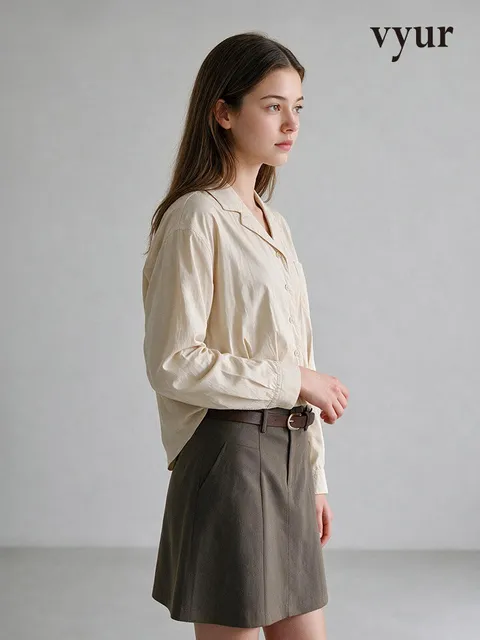[vyur] 오픈카라 숏 셔츠 (ZNWSO801)