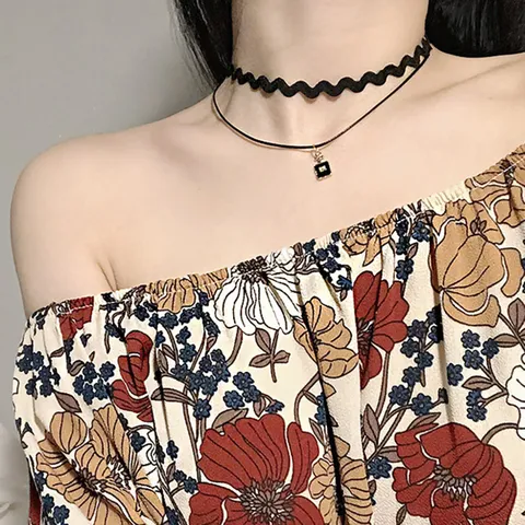 [마리엔코코]퍼퓸 물결 두줄 초커 목걸이_IH