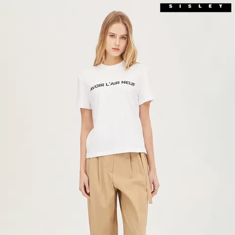 아울렛 그레인 피그먼트 레터링 티셔츠 SATSA7411_WH