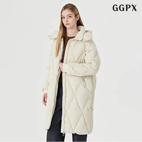 정상가: 209000원ㅣ다이아 퀼팅 후드 투웨이 집업 롱 패딩 점퍼 (GODJJ034D)