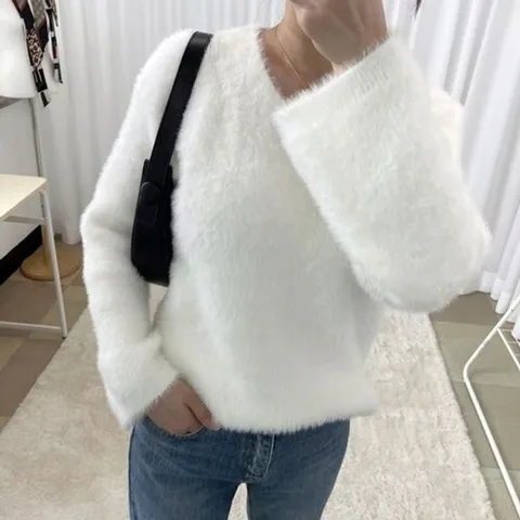 [하프클럽/끌레아]여성 앙고라 스웨터 티셔츠 부드러운 안감