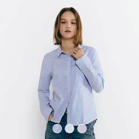 345502 여 옥스포드 셔츠 (스트라이프)