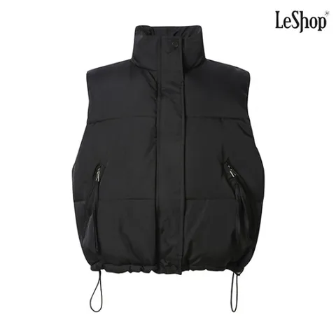 정상가:69,000원 ㅣ 데일리 하이넥 밑단 스트링 포켓 패딩 베스트 (DO4VW008A)