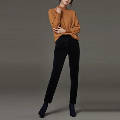 [라우렐]코튼 블렌디드 코듀로이 팬츠_네이비