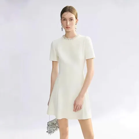 [브리치] 제로투올샵 / 아세테이트 여름 미니 니트 원피스  화이트