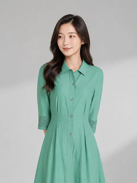 레이디 메쉬 배색 원피스_CLFMOP105