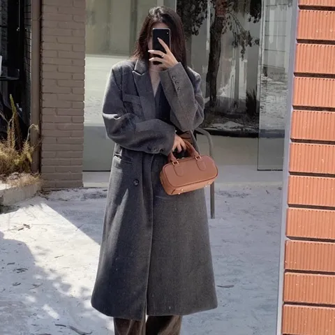 이바니 뒷트임 더블 롱 코트