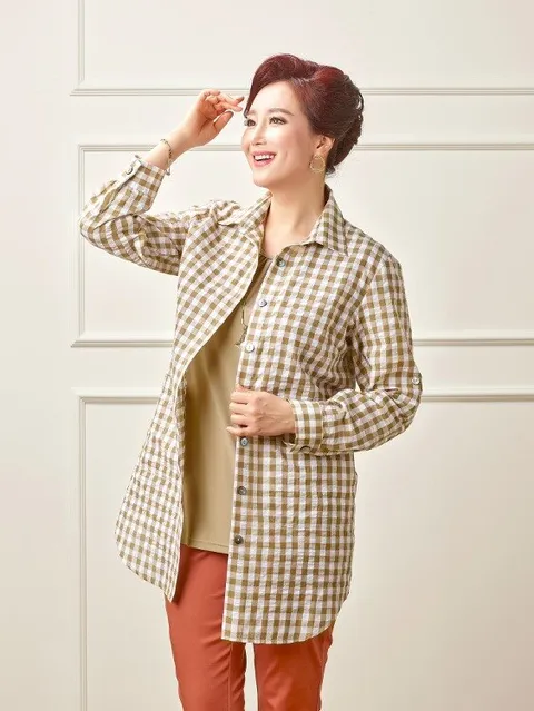 시어서커 체크 셔츠형 재킷 K211JK02