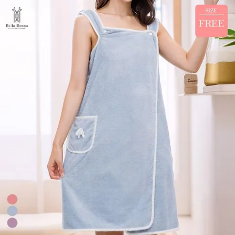 [하프클럽] 벨라도나 여성 입는 샤워타올 다용도 샤워가운 포켓장착 파자마 여행용품 비치가운 Bon-2648