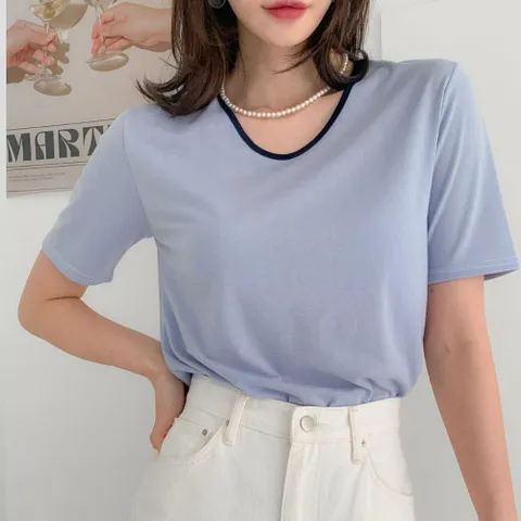유넥 배색 루즈핏 반팔티 루즈핏반팔티 배색반팔티 유넥반팔티 여름반팔티