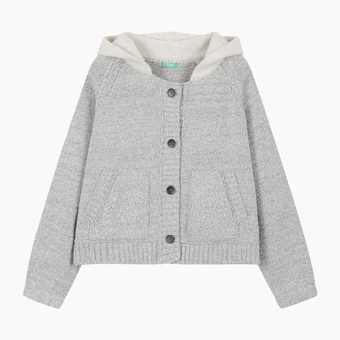 [롯데백화점]백 레터링 배색 후드 니트 가디건 (BAKC08511)