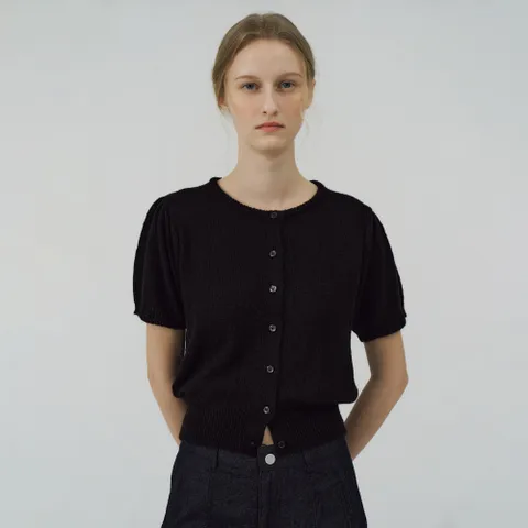 라운드 퍼프 소매 가디건_CC5AP670