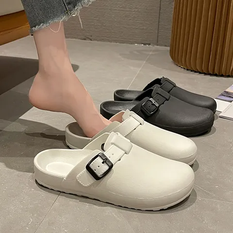 라운드 버클 스트랩 고무 여성 뮬 블로퍼 ZG버킨