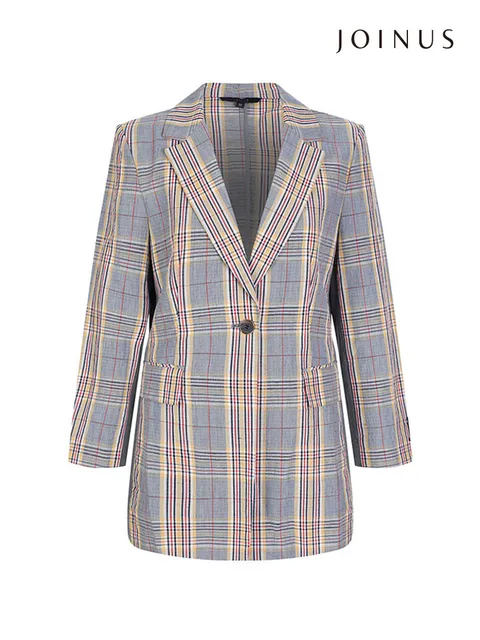 체크패턴원버튼자켓_JABU4-WJK140