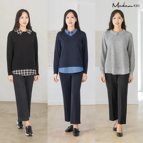 니트 레이어드 블라우스 3종