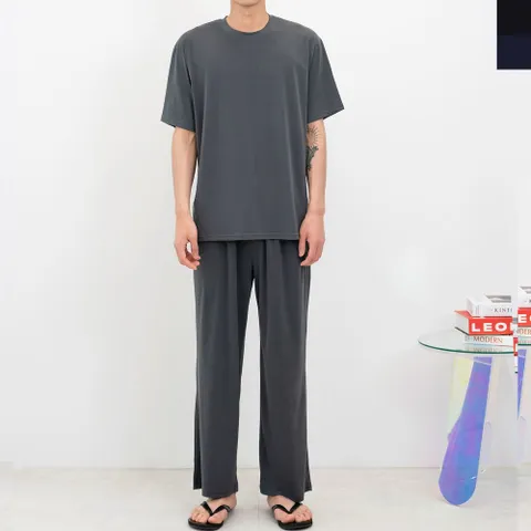 남자아이스반팔티 밴딩일자바지세트 남성골프하의 데일리팬츠코디 골프트레이닝