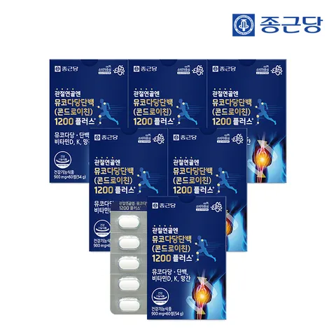 관절연골엔 뮤코다당단백 콘드로이친 1200 플러스 60정 6박스 / 소연골 비타민D 뼈건강 비타민K