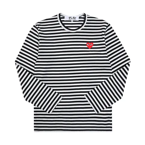 플레이  스트라이프 롱슬리브 티셔츠 블랙 화이트 AX T164 051 1