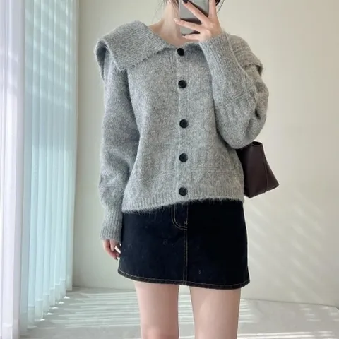 [다잇템] 여자 나들이 단추 FW 부클니트 세일러카라 가디건_23765160_588872