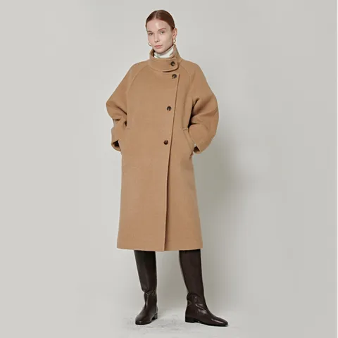 WOOL BLENDED HIGH_NECK WOOL LONG COAT [BE]