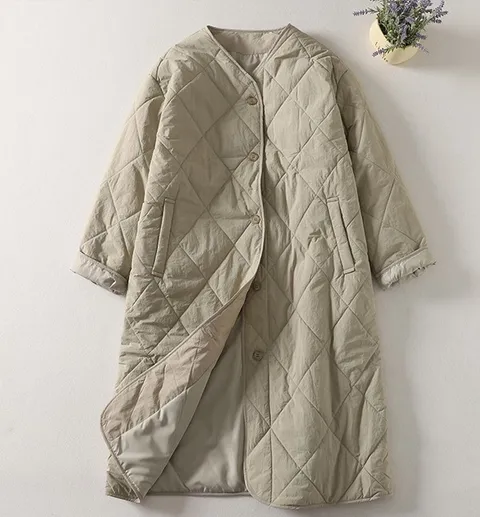 벡켄 퀼팅 경량 롱 패딩 자켓