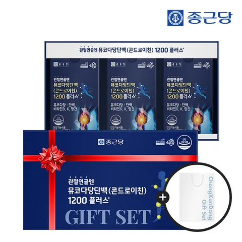 [선물세트] 뮤코다당단백 콘드로이친 1200 (60정X3개입) 1세트 + 2호 쇼핑백 / 소연골 비타민D 뼈건강 비타민K